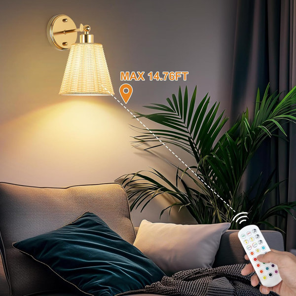 Lot De 2 Appliques Murales Sans Fil AIBOO - RGB 15 Couleurs, Dimmable, USB, LED